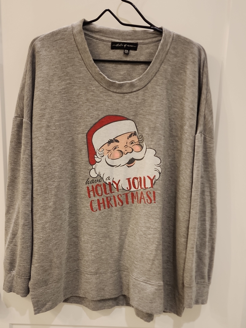 Holiday Santa Graphic Sweatshirt - Gray